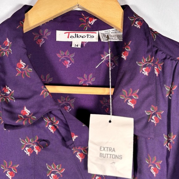 Vintage Talbots Top Size 14 Artsy Retro Cottage Modest Button Up Double Breasted - Picture 3 of 5